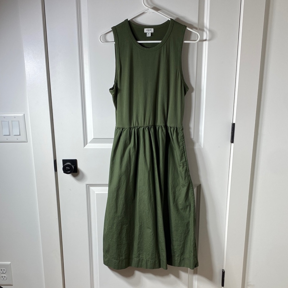 J. Crew Factory Forest Green Sleeveless Midi Dress